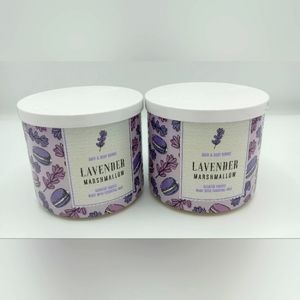 Lot of 2 Bath & Body Lavender Marshmallow 3 Wick Candles NEW
